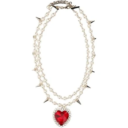 Alessandra Rich Spikes Crystal Heart Pearl NecklaceAlessandra Rich Spikes Crystal Heart Pearl Necklace