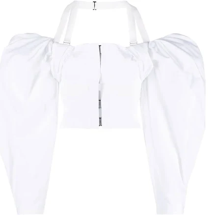 Jacquemus Le Haut Taffetas off-shoulder poplin top
