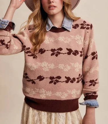 Floral Jacquard Knit Pullover