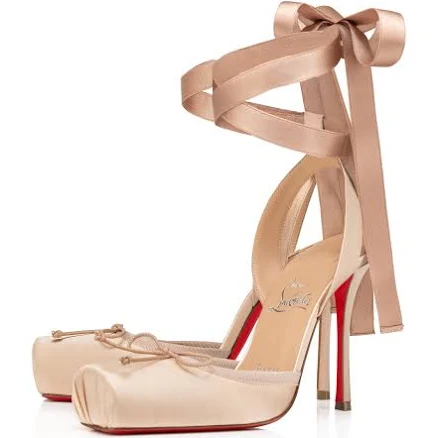 Christian Louboutin Cassia Lace Up 100 Blush Women's satin pumps