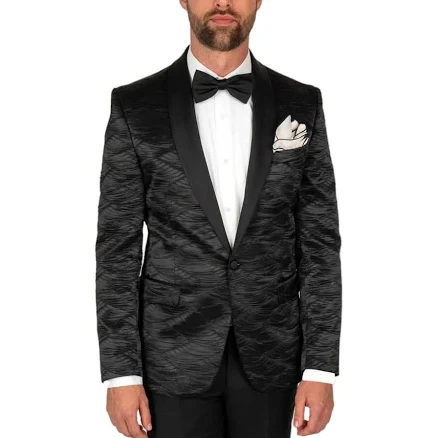 Cosiani Shawl Lapel Ruffled Tuxedo Jacket