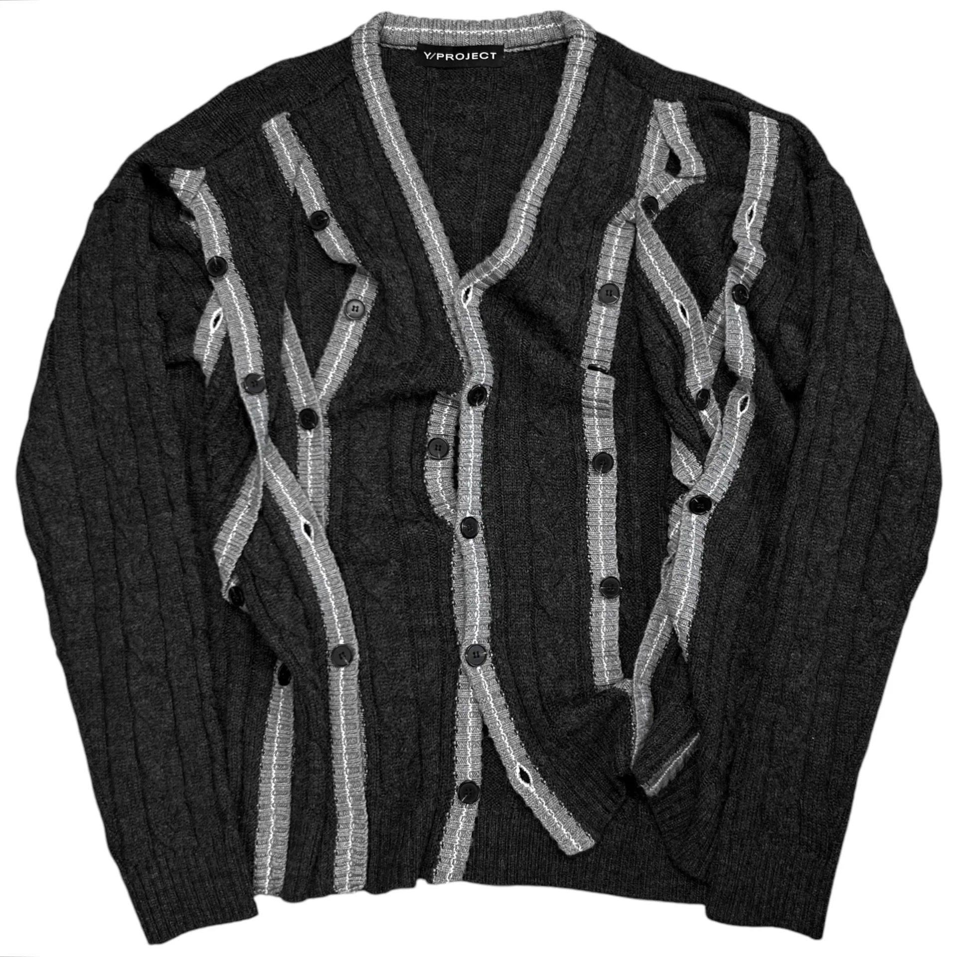 Y/Project Multi Button Stripe Knit Cardigan