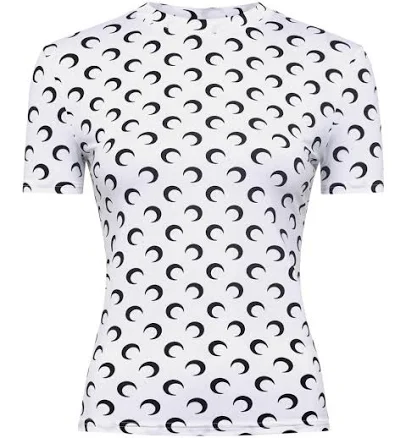 Marine Serre Moon Print Slim Fit Women T-Shirt - White