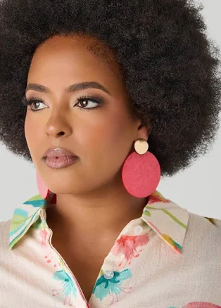Ashley Stewart Plus Size Marbled Disk Earrings