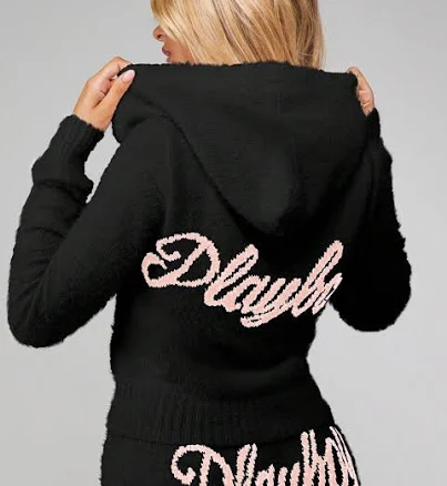 MISSGUIDED Fluffy Knit Zip Up Hoodie With Hood And Full Zipper Long Sleeve Cozy Winter Sweater