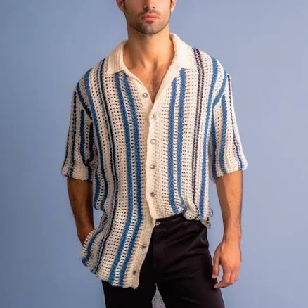 Handmade Crochet Striped Shirt