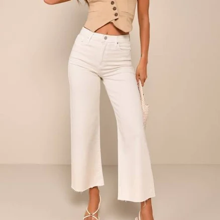 Stylish Promise Wide-Leg Raw Hem Jeans