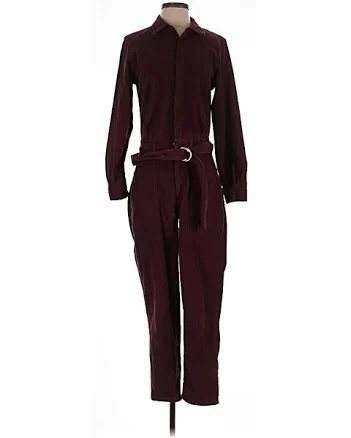 BA&SH Jumpsuit Collared Neckline Long Sleeve: Burgundy Jumpsuits - Women's Size Small, ThredUp