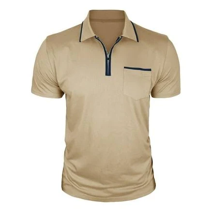 Men's Casual Patchwork Color Block Quarter-Zip T-Shirt