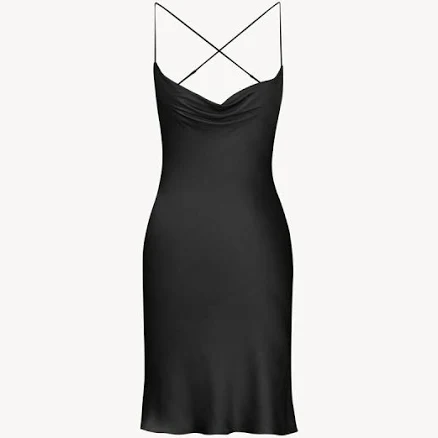 Saint Laurent Backless Cowl Neck Dress Silk Satin