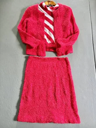 Vintage Y2K Fuzzy Knit Set