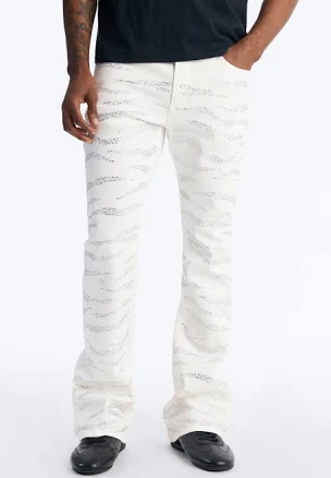 Fashion Nova Men's Stacked Skinny Flare Electric Prowl Jean