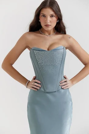 'Nastassia' Embellished Satin Corset
