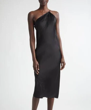 Rick Owens One-Shoulder Satin Midi Dress