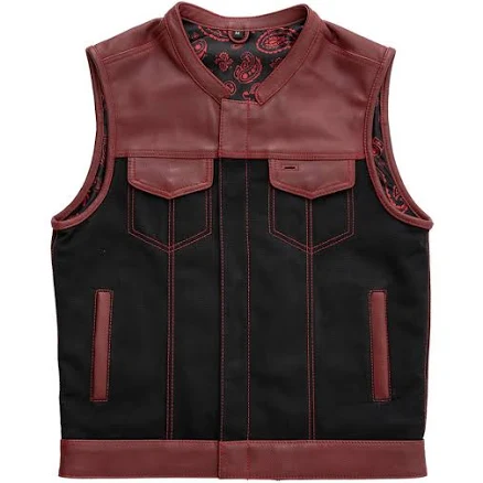 Crusher Men's Limited Edition Leather/Canvas Motorcycle Vest