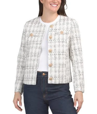 Women's Collarless Button Front Jacket