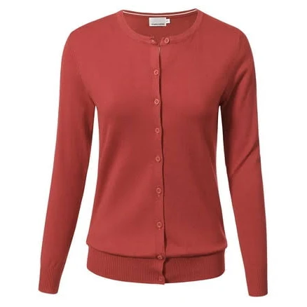 Allsense Women's Lightweight Crewneck Long-Sleeve Cardigan Sweater