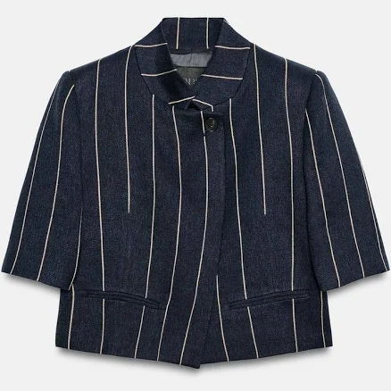 Zara Striped Linen Blend Jacket