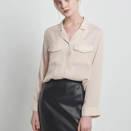 "THE BOONDOCK SAINTS POCKET DETAIL SILK BLOUSE
