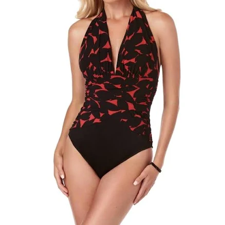 Magicsuit Petal Pusher Jenn V-Neck Shirred One Piece Swimsuit
