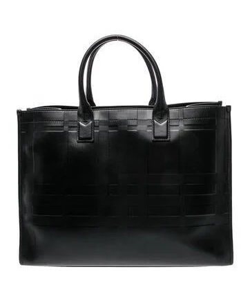 Burberry Men's Stirling Check Leather Tote Bag