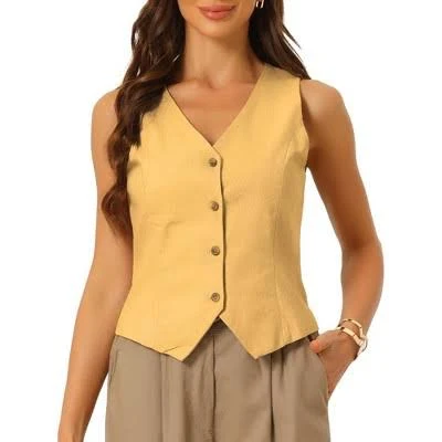 Sleeveless Button Down V Neck Waistcoat Vest