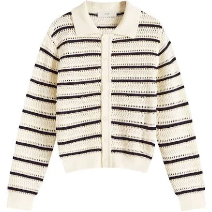 Dunst Women's Open Collared Stripe Cardigan
