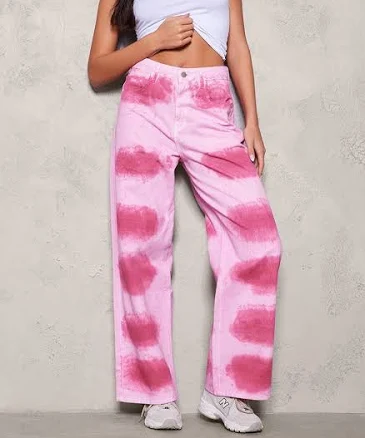 PrettyLittleThing Women's Tie Dye Wide Leg Jeans