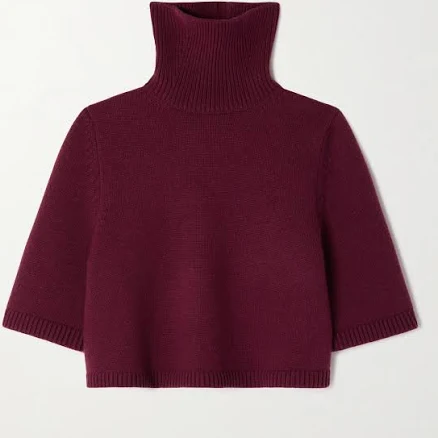 Alaïa Cropped Cashmere-blend Turtleneck Sweater - Women - Burgundy Knitwear - XL