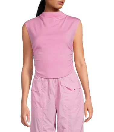 Gianni Bini Women's Knit Mock Neck Cap Sleeve Crop Top