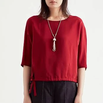 Crepe Satin Waist Drawstring Top