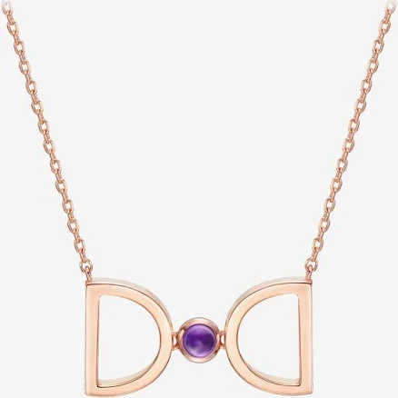 Gold Necklace with Febuary Birthstone