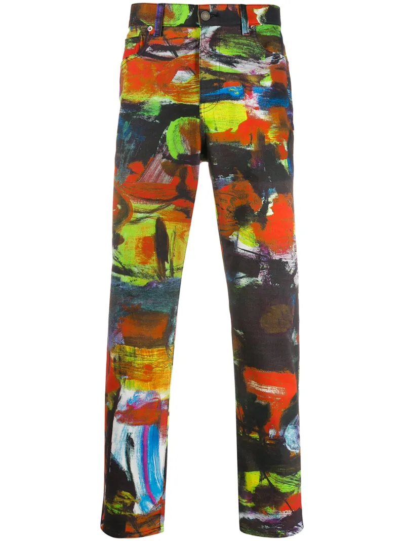 Brush Stroke Print Trousers