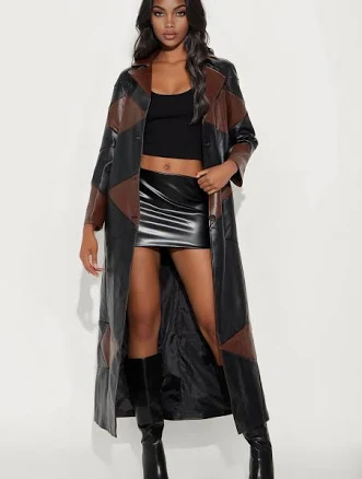 Fashion Nova Women's Living Proof Belted Faux Leather Coat