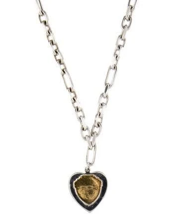 Alessandra Rich Two-Tone Heart Pendant Necklace