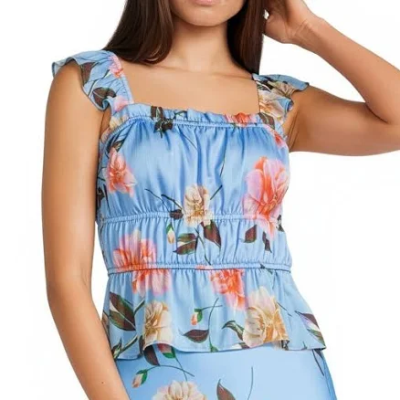 GB Woven Floral Print Satin Tank