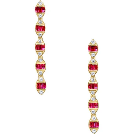 14K Yellow Gold 0.30 Ct.Tw. Ruby Bezel Earrings