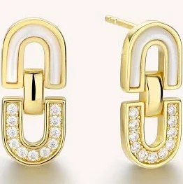 18K Gold Vermeil Mother-Of-Pearl Stud Earrings