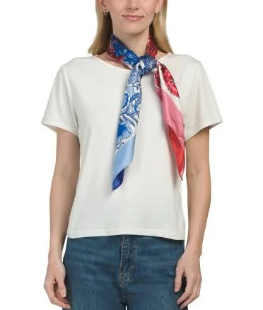 Floral Color Block Square Scarf