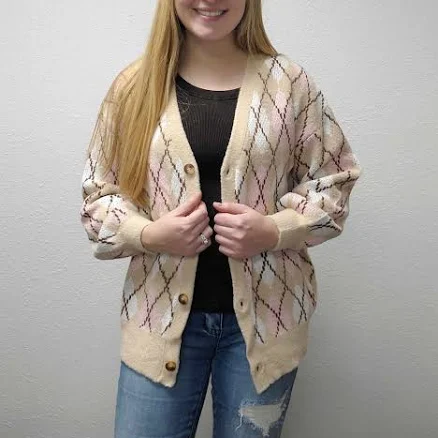 Rhombus Knit Cardigan