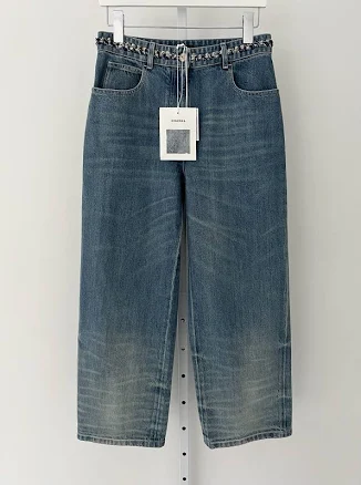 Chanel 25a Cc Blue Washed Denim Jeans Size Fr 36 / Us 4 Nwts