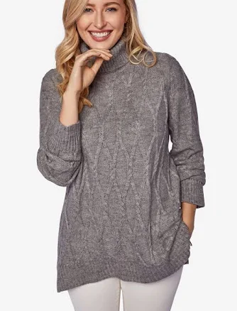 Jessica London Women's Cable Turtleneck Sweater