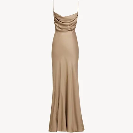 Women Saint Laurent Backless Cowl Dress In Silk Satin