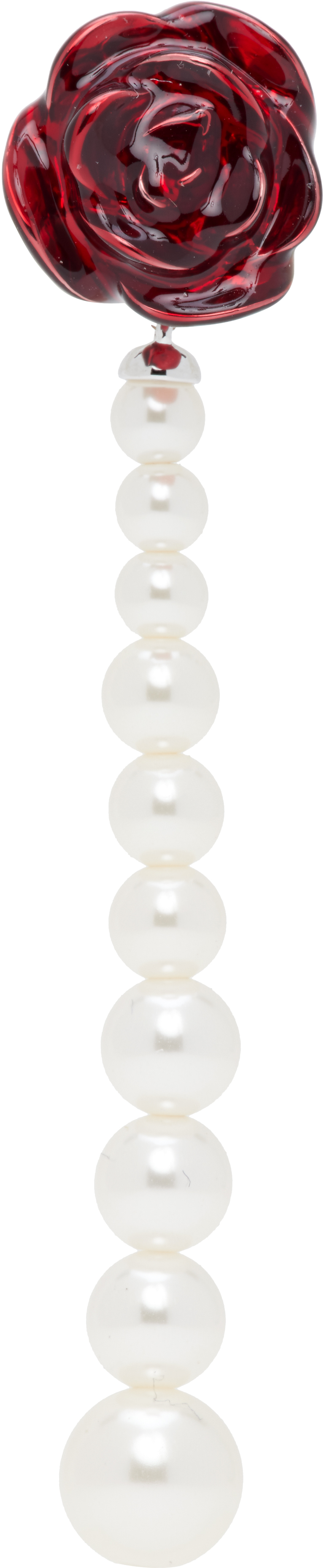 YVMIN Edition Faux-Pearl Chain Rose Single Earring