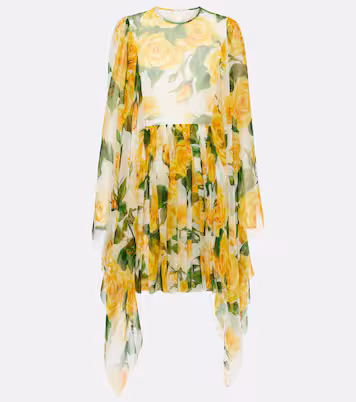 Floral Silk Chiffon Minidress