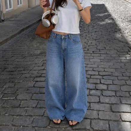 MILLIONCOR Week Medium Blue Wide Denim Pants