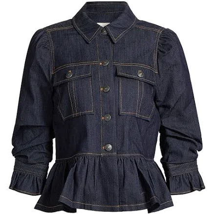 Cinq A Sept Women's Delanie Scrunched-Sleeve Peplum Denim Jacket