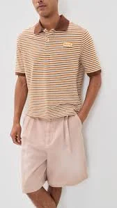 Striped Knit Polo Shirt