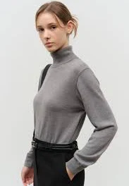 Essential Cashmere Turtleneck Sweater Melange Grey