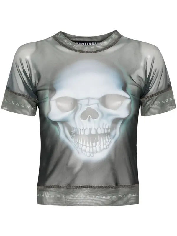 Skull-print Mesh T-shirt